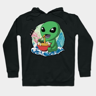 Ramen UFO Alien Japanese Great Wave Kanagawa Hoodie